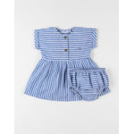 Set robe + bloomer ray�, bleu / �cru