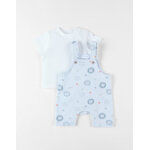 Set salopette + t - shirt, bleu ciel