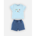 Set t - shirt + short denim, aqua