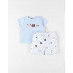 Set t - shirt + short imprimé animalier, écru / bleu clair Set t - shirt + short imprimé animalier, écru / bleu clair
