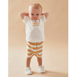Set t - shirt soleil + short rayé, écru / jaune moutarde / aqua Set t - shirt soleil + short rayé, écru / jaune moutarde / aqua