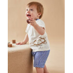 Set t - shirt tortue + short rayé, écru / bleu Set t - shirt tortue + short rayé, écru / bleu