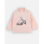 T - shirt col roul licorne en coton bio, rose clair