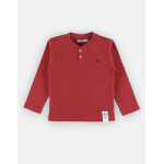 T - shirt henley longues manches, rouge