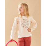 T - shirt longues manches imprim� bambi, rose clair