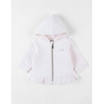 Veste � capuche zipp�e matelass�e, rose p�le