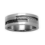 Alliance en acier avec bandes de carbone blanc et noir motif tress