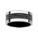 Alliance en acier brillant avec 4 filets en pvd noir crant�s au milieu