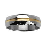 Alliance en acier brillant 5, 5mm avec rainure en plaqué or au milieu Alliance en acier brillant 5, 5mm avec rainure en plaqué or au milieu