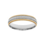 Alliance en acier et pvd jaune effet granit au centre largeur 5mm