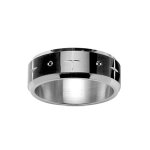 Alliance en acier pvd noir et motifs roses des vents