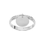 Alliance en argent platin diamante givre 3mm avec pampille lisse  graver