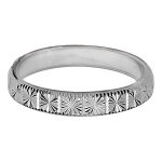 Alliance en argent rhodi 3mm et cisele motifs toiles