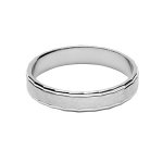 Alliance en argent rhodi 4mm avec bande satine au milieu et bords bossels brillants