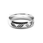 Alliance en argent rhodié 6mm et diamantée 3 traits de biais en forme de vague Alliance en argent rhodié 6mm et diamantée 3 traits de biais en forme de vague