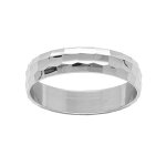 Alliance en argent rhodi� diamant�e aspect martel� - 5 mm