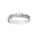 Alliance en argent rhodi� diamant�e crois�e largeur 4mm