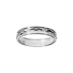 Alliance en argent rhodi� diamant�e ligne horizontale largeur 4mm