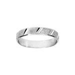 Alliance en argent rhodi� granit� et diamant�e biais largeur 4mm