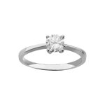Alliance en argent rhodié avec oxyde blanc solitaire sertis 4 griffes Alliance en argent rhodié avec oxyde blanc solitaire sertis 4 griffes
