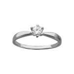 Alliance en argent rhodié avec oxyde blanc solitaire sertis 6 griffes Alliance en argent rhodié avec oxyde blanc solitaire sertis 6 griffes