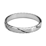 Alliance en argent rhodi satin 3mm et diamante 1 trait en biais avec bords cisels