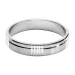 Alliance en argent rhodi satin 4mm avec 5 sillons rguliers et une rainure brillante