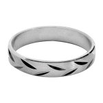 Alliance en argent rhodi satin 4mm et cisele en pis larges