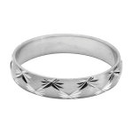 Alliance en argent rhodi satin 4mm et diamante 2 rangs d'toiles