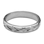 Alliance en argent rhodi satin 4mm avec motifs diamants en grandes croix