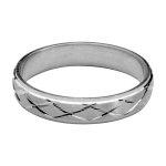 Alliance en argent rhodie satin 5mm avec motifs diamants en grandes croix