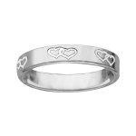 Alliance ruban en argent 4mm grave 2 coeurs entrelacs