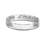 Alliance ruban en argent 4mm grave  je t'aime