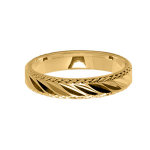 Alliance en vermeil 4mm bande cisel�e en biais au milieu et bords cisel�s