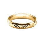 Alliance en vermeil 4mm et diamant�e 3 traits de biais en forme de vague
