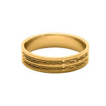 Alliance en vermeil 5mm avec 2 bandes cisel�es et liseret au milieu et bords brillants
