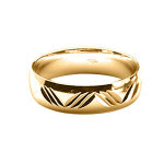 Alliance en vermeil 6mm et diamant�e 3 traits de biais en forme de vague