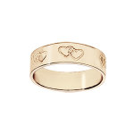 Alliance en vermeil ruban grav�e 2 coeurs entrelac�s largeur 6mm