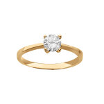 Alliance en vermeil avec solitaire serti 4 griffes Alliance en vermeil avec solitaire serti 4 griffes
