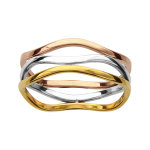 Bague en acier 3 anneaux ondules jaune, gris et rose Bague en acier 3 anneaux ondules jaune, gris et rose