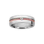 Bague en acier câble au centre rose et vis Bague en acier câble au centre rose et vis