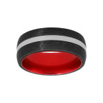 Bague en acier et carbone noir et aluminium rouge � l'int�rieur