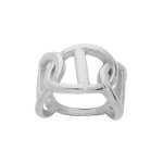 Bague en acier cercles entremls et maille marine sur le dessus