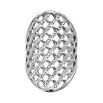 Bague en acier dessus large avec quadrillage granit