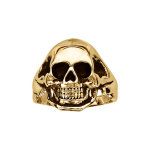 Bague en acier doré lisse motif tête de mort moyenne Bague en acier doré lisse motif tête de mort moyenne