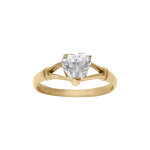 Bague en acier doré avec oxyde blanc en forme de coeur Bague en acier doré avec oxyde blanc en forme de coeur
