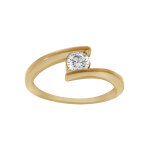 Bague en acier dor solitaire oxyde blanc entre deux