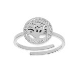Bague en acier motif arbre de vie et contour oxydes blancs sertis réglable 50 à 58 Bague en acier motif arbre de vie et contour oxydes blancs sertis réglable 50 à 58