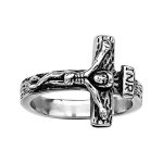 Bague en acier patin jsus sur la croix