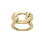 Bague en acier et pvd jaune grosse maille lisse Bague en acier et pvd jaune grosse maille lisse